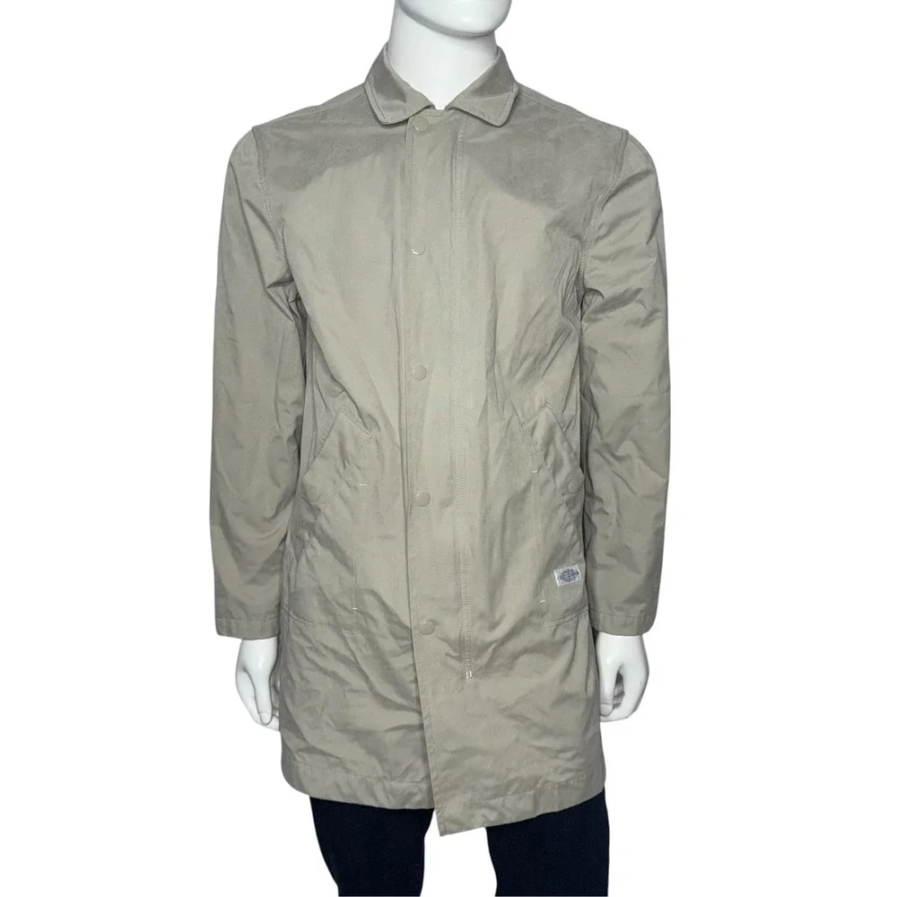 CPO Provisions Shipmen Supply Tan Khaki Zip Front Snap Trench Coat Jacket Size M